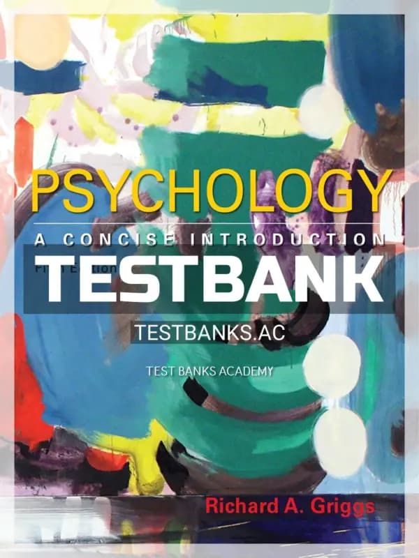 Cover for Test Bank for Psychology A Concise Introduction 5th Edition by Griggs