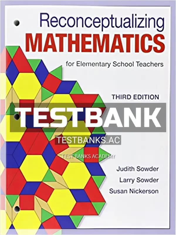 Cover for Test Bank for Reconceptualizing Mathematics for Elementary School Teachers 3rd Edition by Sowder