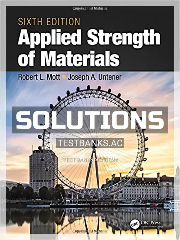 Cover for Solutions Manual for Applied Strength of Materials 6th Edition by Mott