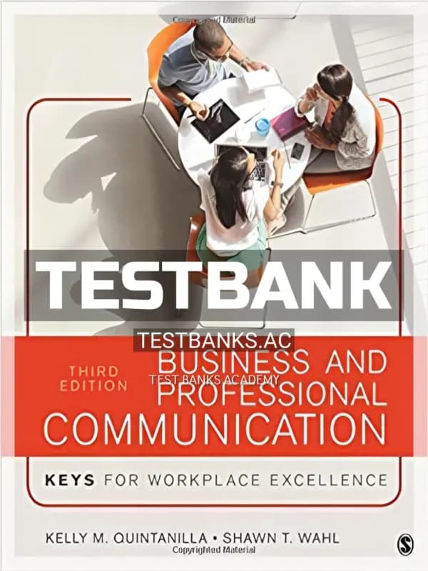 Cover for Test Bank for Business and Professional Communication KEYS for Workplace Excellence 3rd Edition by Quintanilla