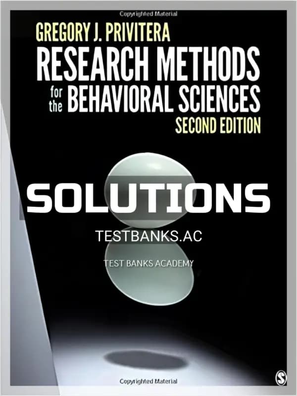 Cover for Solutions Manual for Research Methods for the Behavioral Sciences 2nd Edition by Privitera