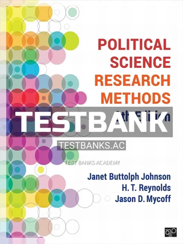 Cover for Test Bank for Political Science Research Methods 9th Edition by Johnson