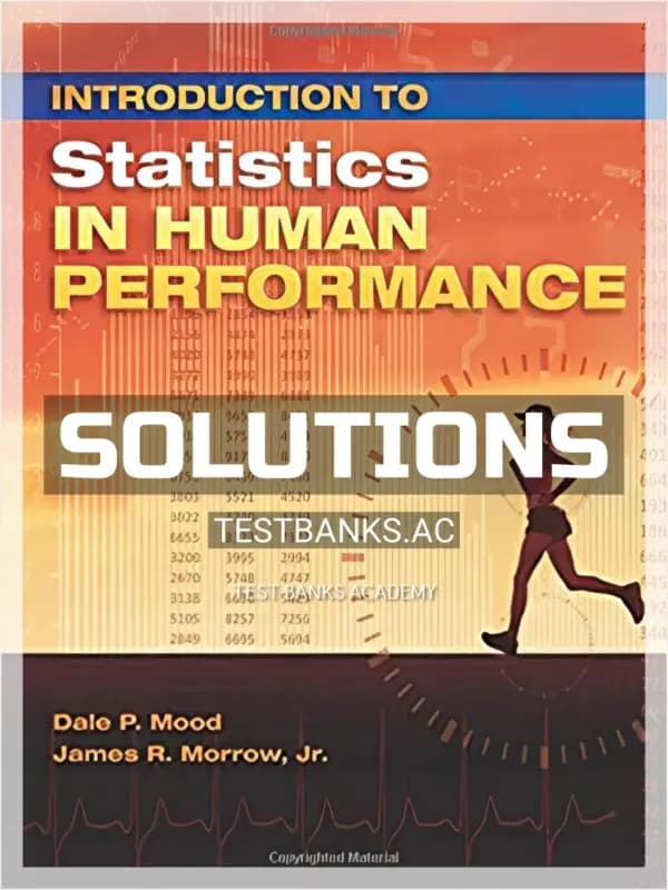 Cover for Solutions Manual for Introduction to Statistics in Human Performance 1st Edition by Mood