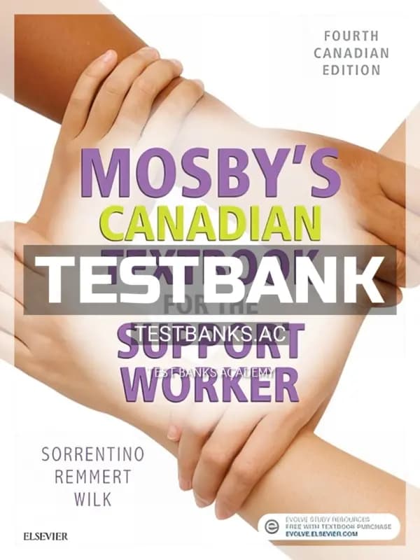 Cover for Test Bank for Mosby’s Canadian Textbook for the Support Worker 4th CA Edition by Sorrentino