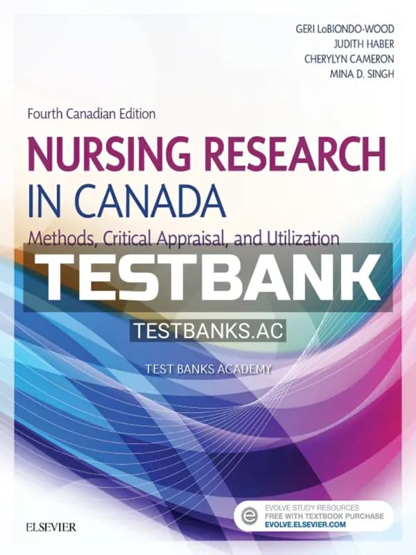 Cover for Test Bank for Nursing Research in Canada 4th CA Edition by LoBiondo-Wood