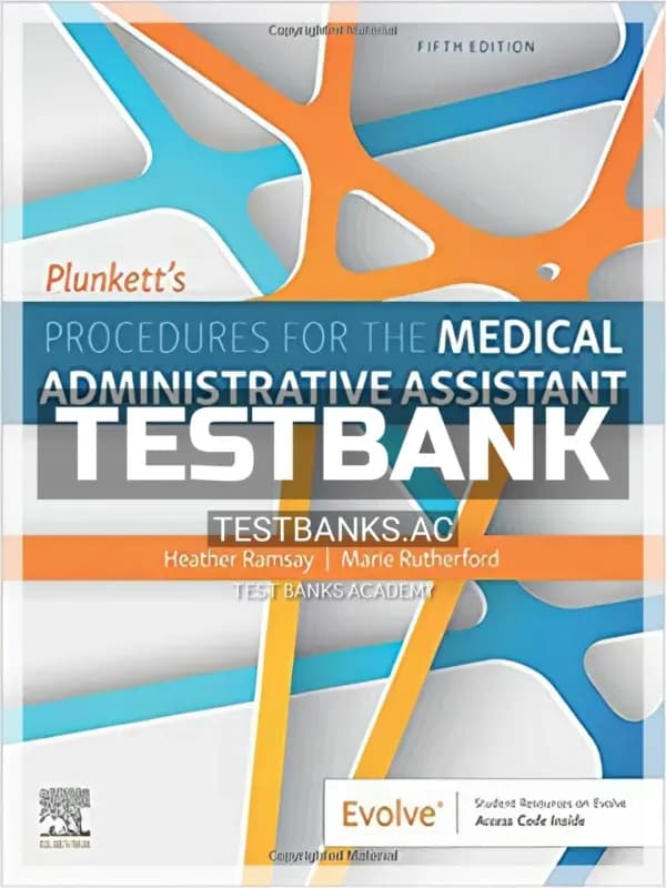 Cover for Test Bank for Plunkett’s Procedures for the Medical Administrative Assistant Canadian 5th CA Edition by Ramsay