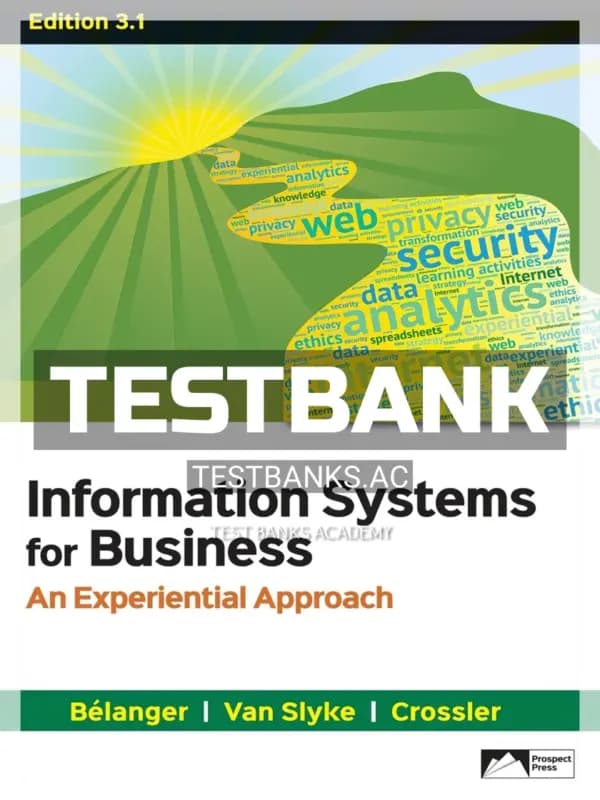 Cover for Test Bank for Information Systems for Business An Experiential Approach Edition 3 1 3rd Edition by Belanger