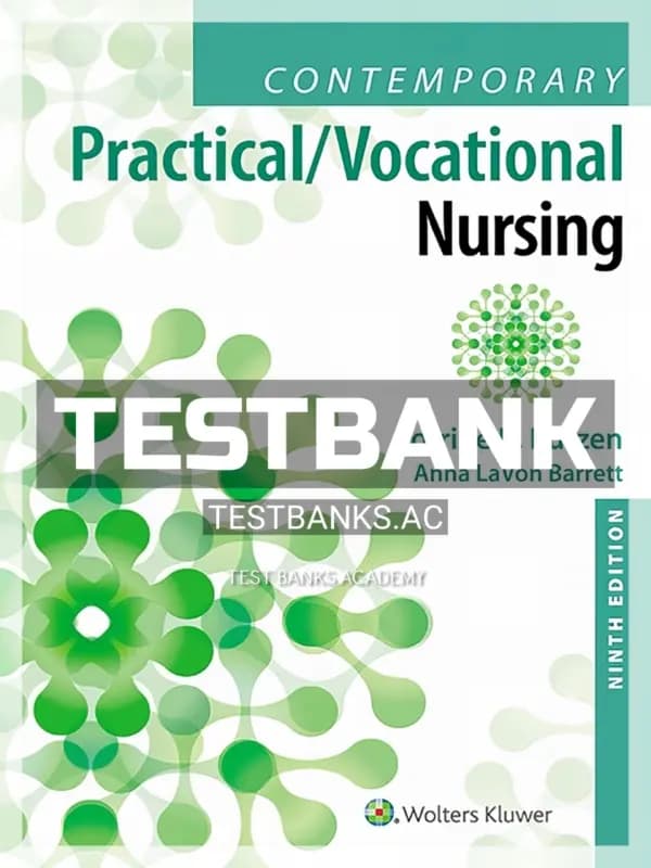 Cover for Test Bank for Contemporary Practical Vocational Nursing 9th Edition by Kurzen