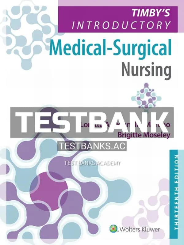 Cover for Test Bank for Timbys Introductory Medical Surgical Nursing 13th Edition by Donnelly Moreno