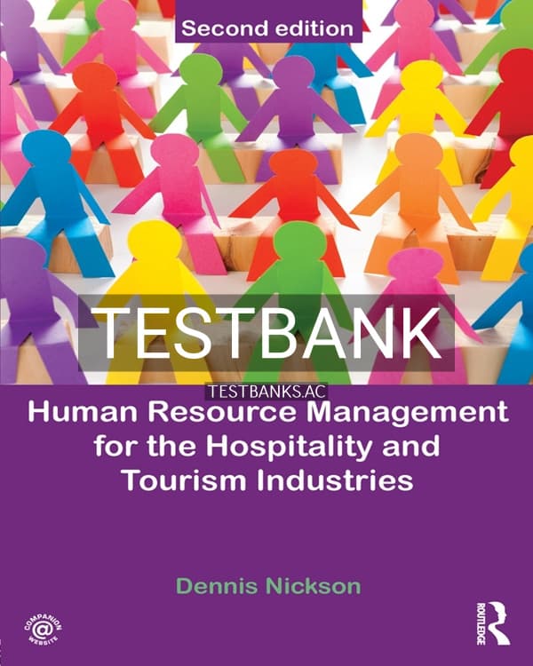 Test Bank for Human Resource Management for Hospitality Tourism and Events 2nd US Edition by Nickson cover
