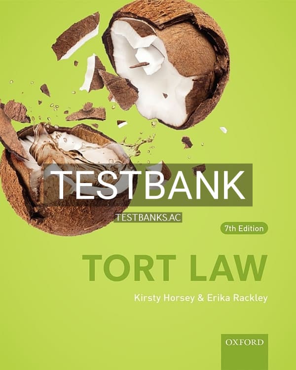 Cover for Test Bank for Tort Law 7th US Edition by Horsey