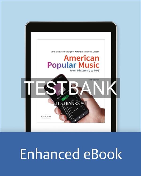 Test Bank for American Popular Music 6th US Edition by Starr cover