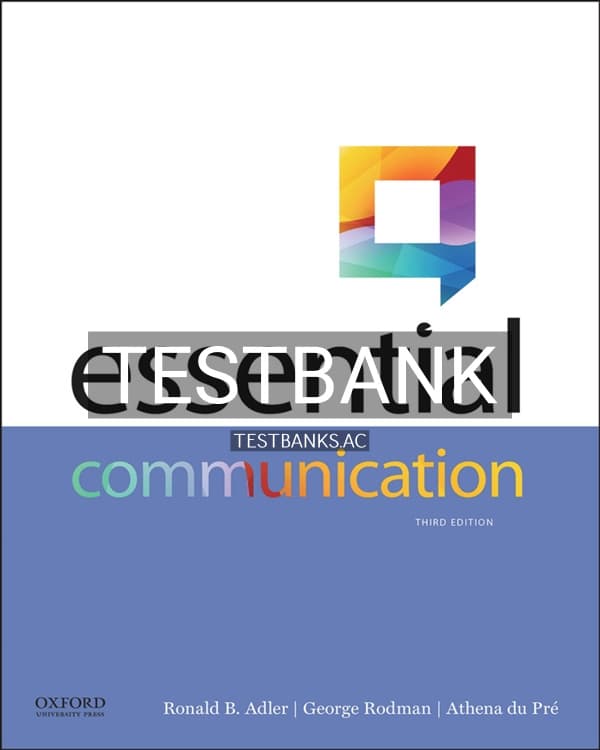 Test Bank for Essential Communication 3rd US Edition by Adler cover