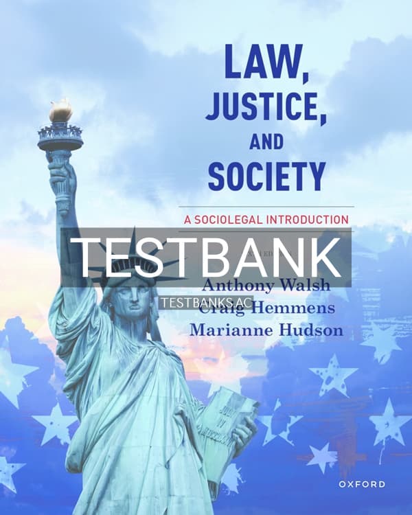 Test Bank for Law Justice and Society 6th US Edition by Walsh cover