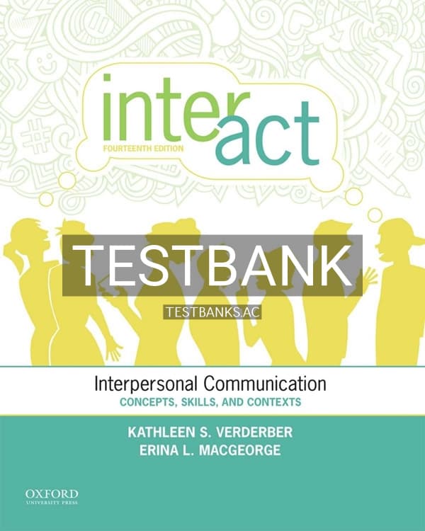 Test Bank for Inter-Act Interpersonal Communication Concepts Skills and Contexts 14th US Edition by Verderber cover