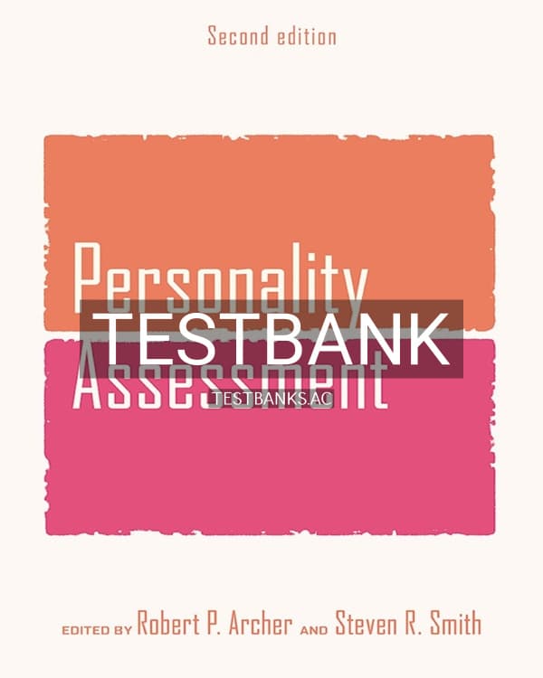 Test Bank for Personality Assessment 2nd US Edition by Archer cover