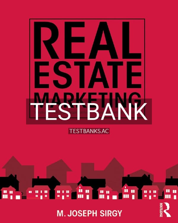 Test Bank for Real Estate Marketing 1st US Edition by Sirgy cover