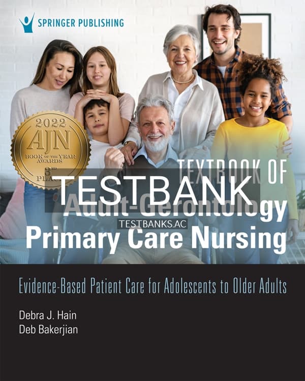 Cover for Test Bank for Textbook of Adult-Gerontology Primary Care Nursing 1st US Edition by Hain