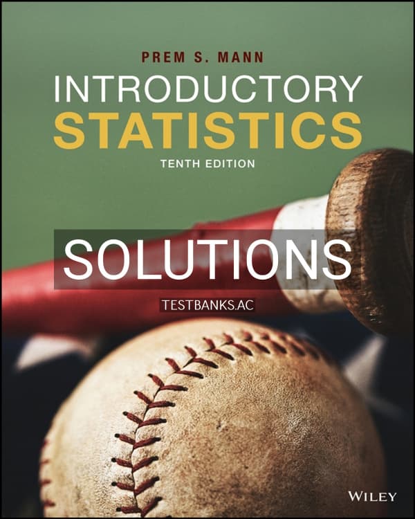 Cover for Solutions Manual for Introductory Statistics 10th US Edition by Mann