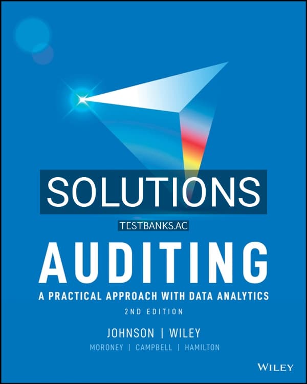 Cover for Solutions Manual for Auditing A Practical Approach with Data Analytics 2nd US Edition by Johnson