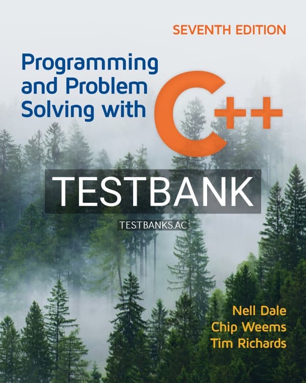 Test Bank for Programming and Problem Solving with C 7th US Edition by Dale cover