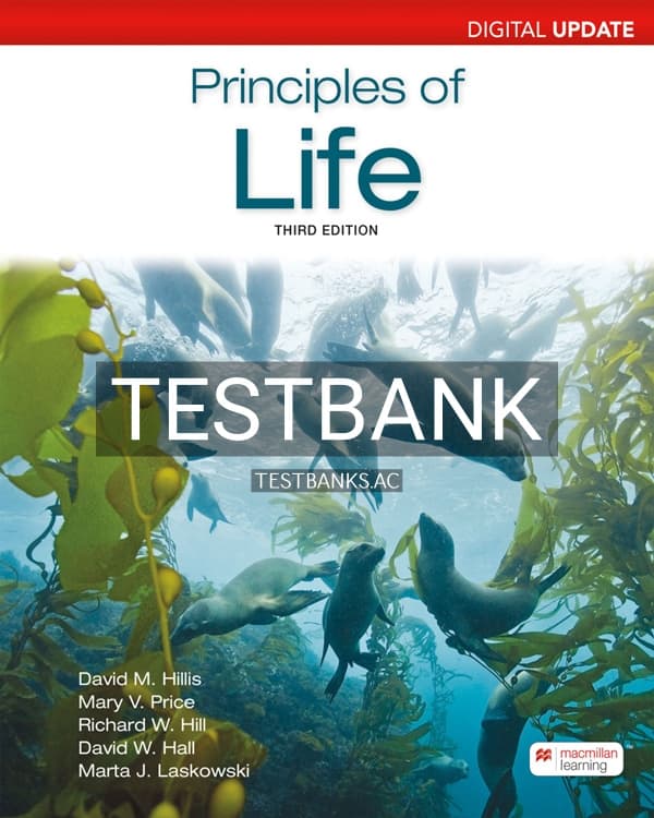 Test Bank for Principles of Life Digital Update 3rd US Edition by Hillis cover