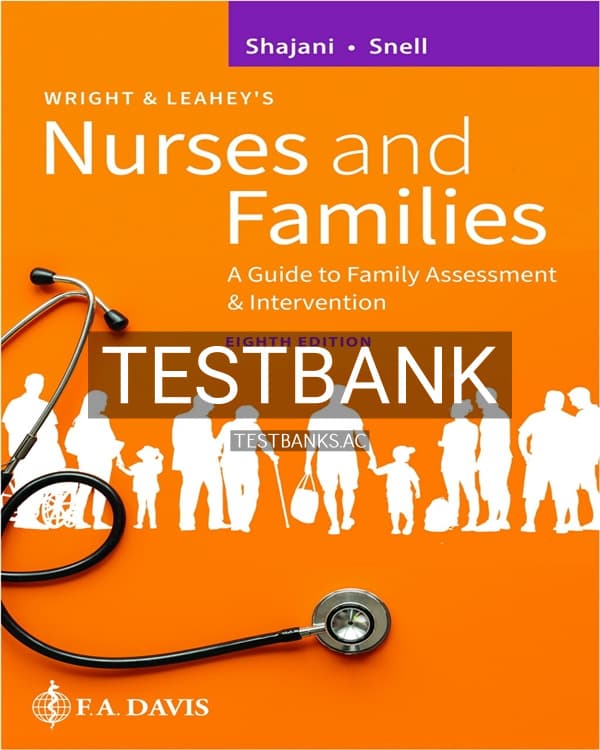 Cover for Test Bank for Wright & Leahey’s Nurses and Families 8th US Edition by Shajani