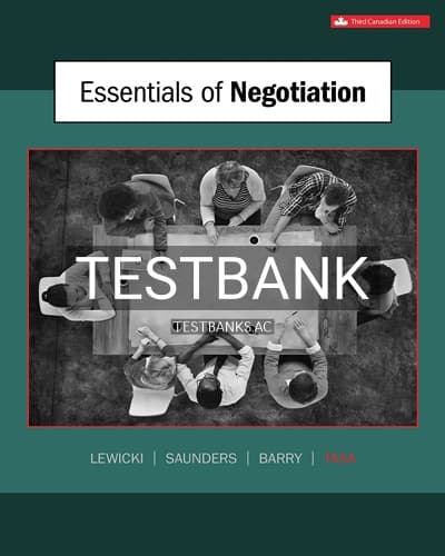 Test Bank for Essentials of Negotiation 3rd Edition by Lewicki cover