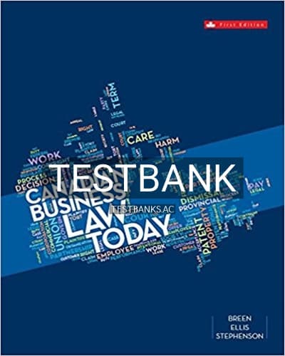 Test Bank for Canadian Business Law Today 1st Edition by Breen cover