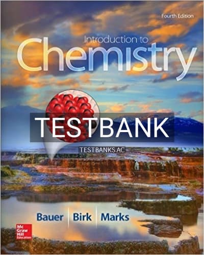 Test Bank for Introduction to Chemistry 4th Edition by Bauer cover