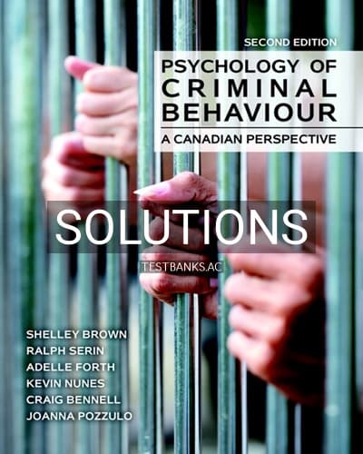 Solutions for Psychology of Criminal Behaviour A Canadian Perspective 2nd Edition by Brown cover