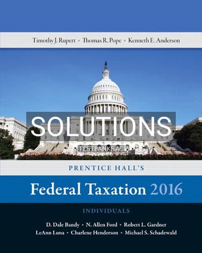 Solutions for Prentice Halls Federal Taxation 2016 Individuals 29th Edition by Pope cover