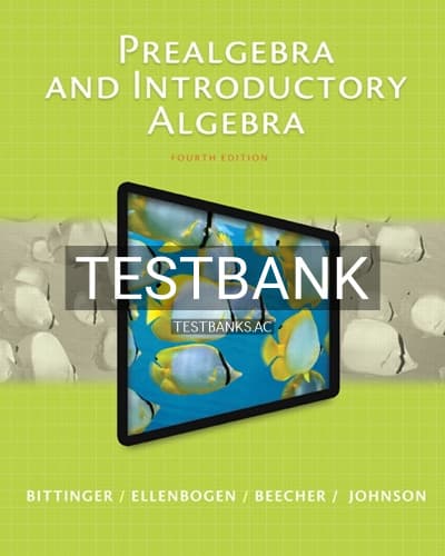 Test Bank for Prealgebra and Introductory Algebra 4th Edition by Bittinger cover