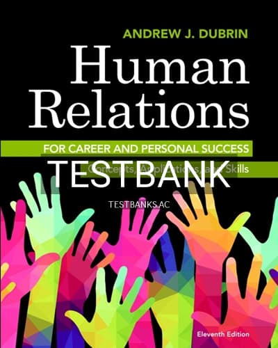 Test Bank for Human Relations for Career and Personal Success Concepts Applications and Skills 11th Edition by DuBrin cover