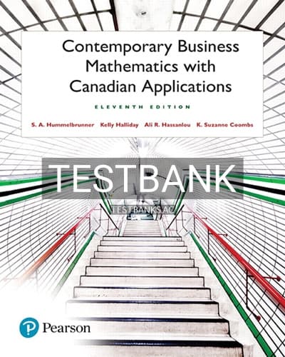 Test Bank for Contemporary Business Mathematics 11th Edition by Hummelbrunner cover