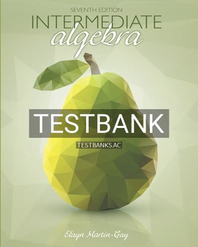 Test Bank for Intermediate Algebra 7th Edition by Martin Gay cover
