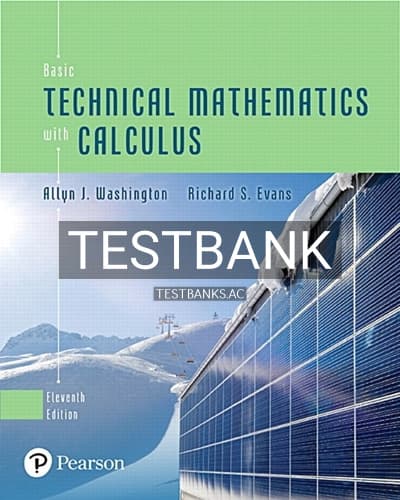 Test Bank for Basic Technical Mathematics with Calculus 11th Edition by Washington cover
