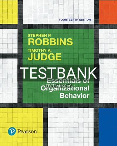 Test Bank for Essentials of Organizational Behavior 14th Edition by Robbins cover