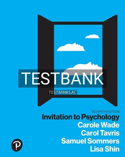 Test Bank for Invitation to Psychology 7th Edition by Wade cover