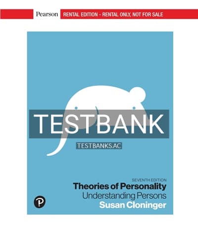 Test Bank for Theories of Personality Understanding Persons 7th Edition by Cloninger cover