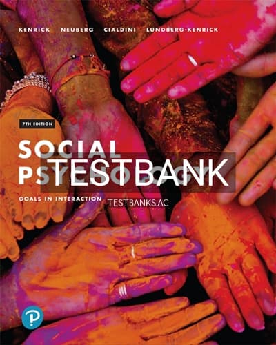 Test Bank for Social Psychology 7th Edition by Kenrick cover