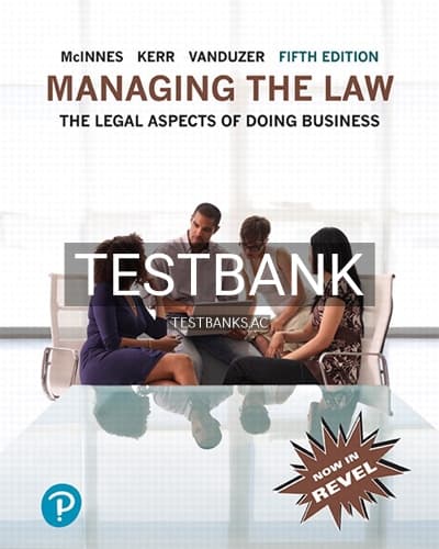 Test Bank for Managing the Law Updated Edition 5th Edition by McInnes cover