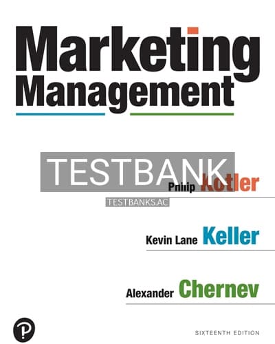 Test Bank for Marketing Management 16th Edition by Kotler cover