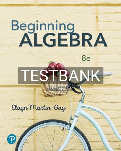 Test Bank for Beginning Algebra 8th Edition by Martin Gay cover