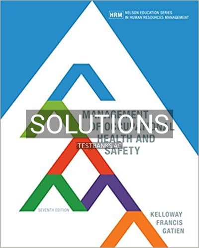 Solutions for Management of Occupational Health and Safety 7th Edition by Kelloway cover