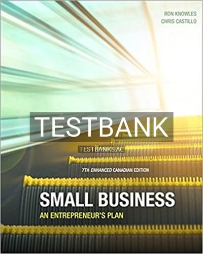 Test Bank for Small Business An Entrepreneurs Plan Enhanced 7th Edition by Knowles cover