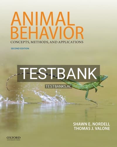 Cover for Test Bank for Animal Behavior Concepts Methods and Applications 2nd Edition by Nordell
