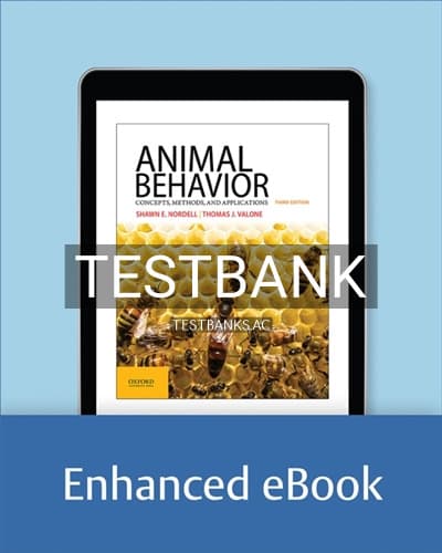 Cover for Test Bank for Animal Behavior Concepts Methods and Applications 3rd Edition by Nordell
