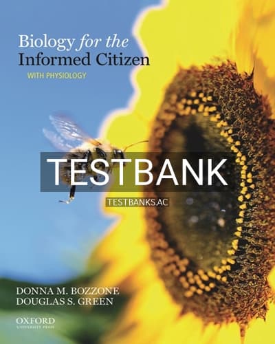Test Bank for Biology for the Informed Citizen with Physiology 1st Edition by Bozzone cover