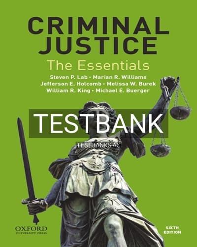 Test Bank for Criminal Justice The Essentials 6th Edition by Lab cover